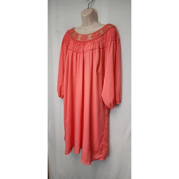 Justify 3/4 Balloon Sleeve Flowy Dress Salmon Pink Size 3XL - Picture 3 of 6
